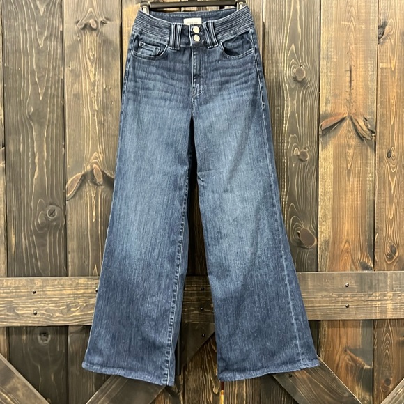 Frame Denim Denim - Frame Denim Jeans 27 Triple Binding Wide Leg Flare High Waist Naples Blue Double